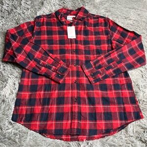 Goodfellow & Co. Shirt Mens Large Plaid Flannel Button Up NWT Red Black